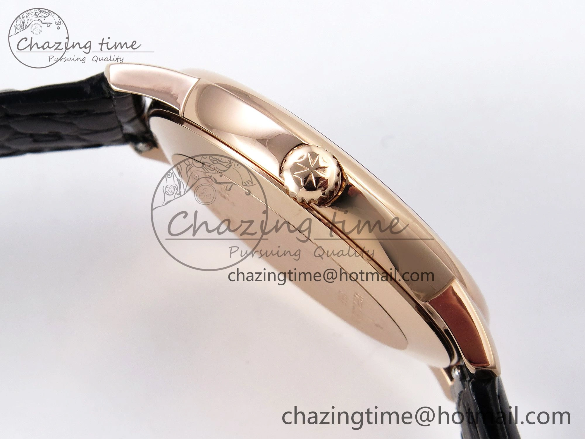 Chic Patrimony RG KZF Best Edition Black Dial on Black Leather Strap MIYOTA 9855