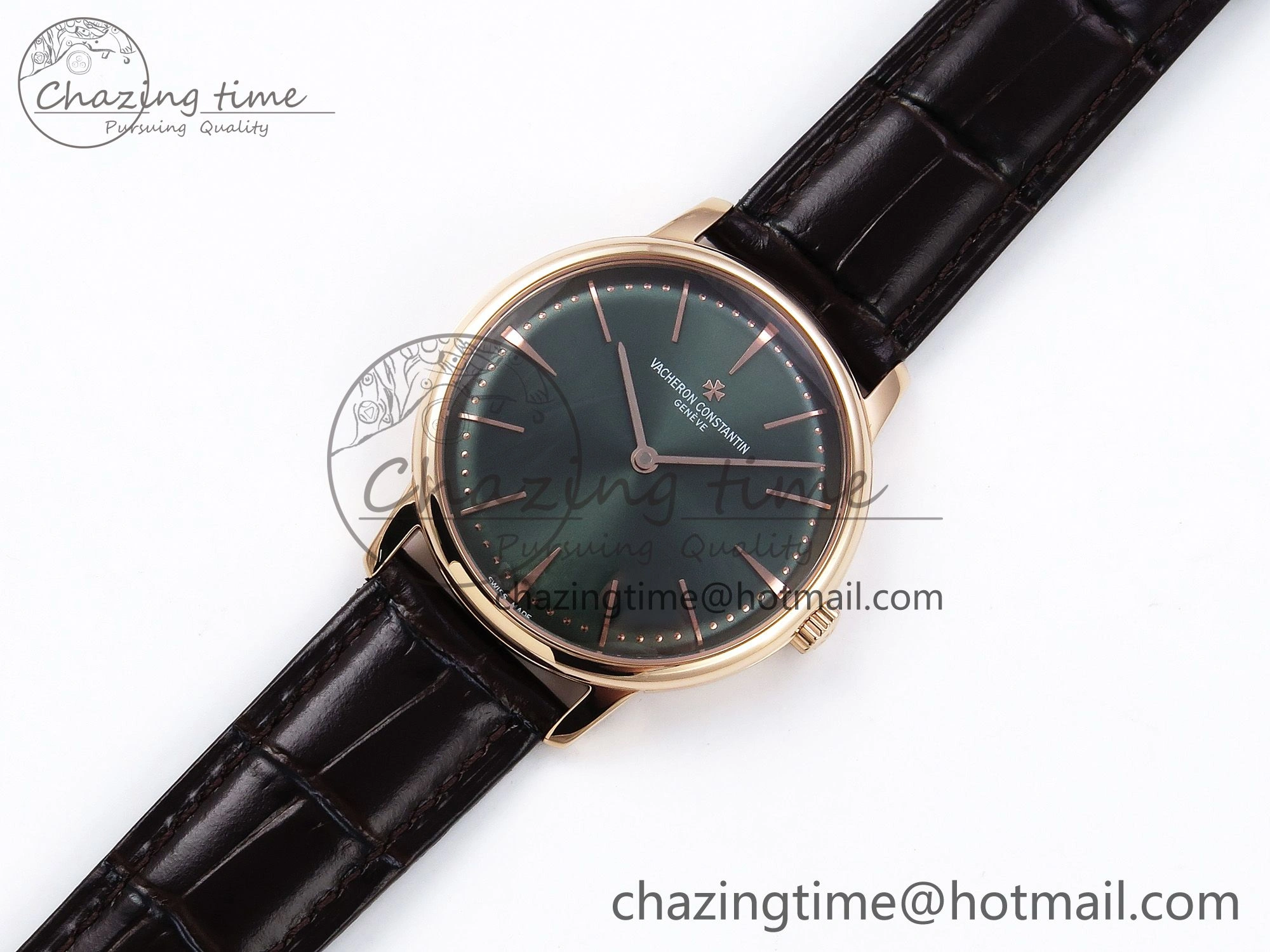 Patrimony RG KZF Best Edition Green Dial on Brown Leather Strap MIYOTA Fashionable 9857