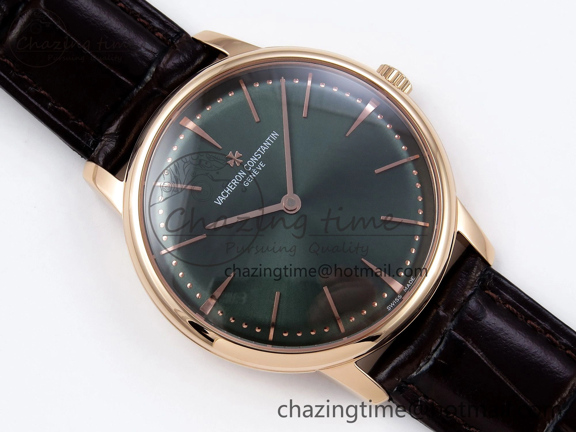 Patrimony RG KZF Best Edition Green Dial on Brown Leather Strap MIYOTA Fashionable 9857