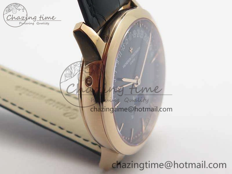 Patrimony Retrograde Date MoonPhase RG GS Best Edition Black Dial On Leather Strap A Durable 9975