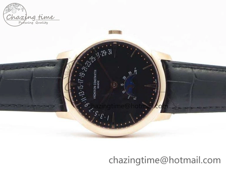 Patrimony Retrograde Date MoonPhase RG GS Best Edition Black Dial On Leather Strap A Durable 9975