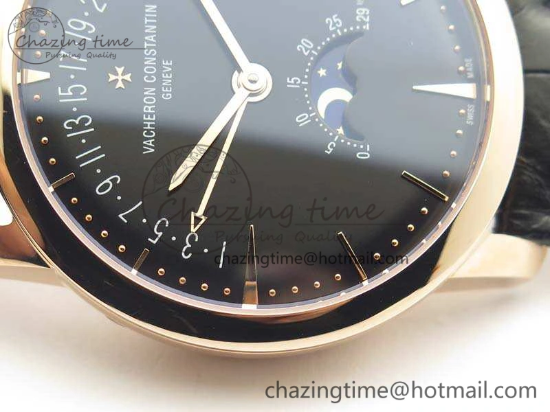 Patrimony Retrograde Date MoonPhase RG GS Best Edition Black Dial On Leather Strap A Durable 9975