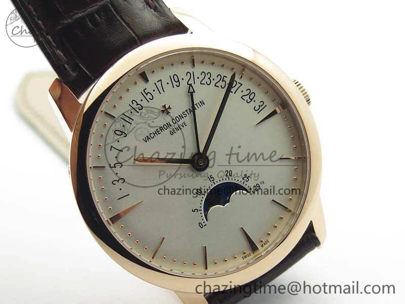 Patrimony Retrograde Date MoonPhase RG GS Best Edition White Dial On Leather Strap A HighQuality 9976