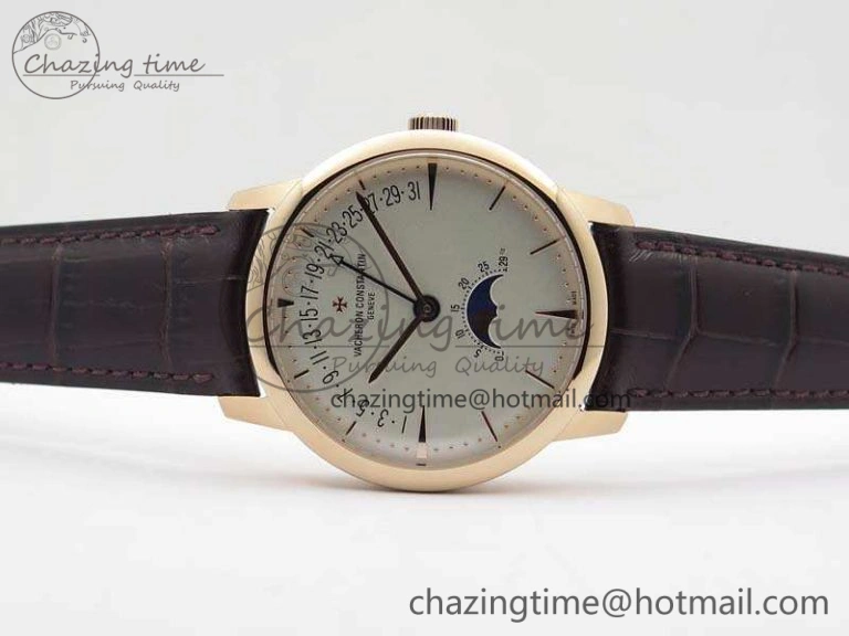 Patrimony Retrograde Date MoonPhase RG GS Best Edition White Dial On Leather Strap A HighQuality 9976