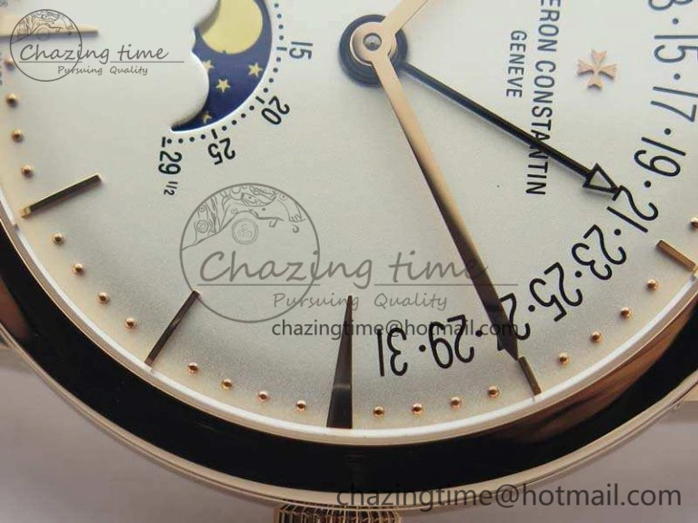 Patrimony Retrograde Date MoonPhase RG GS Best Edition White Dial On Leather Strap A HighQuality 9976