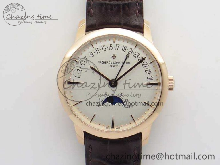 Patrimony Retrograde Date MoonPhase RG GS Best Edition White Dial On Leather Strap A HighQuality 9976
