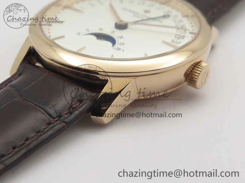 Patrimony Retrograde Date MoonPhase RG GS Best Edition White Dial On Leather Strap A HighQuality 9976