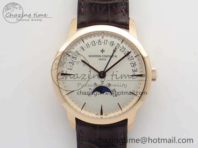 Patrimony Retrograde Date MoonPhase RG GS Best Edition White Dial On Leather Strap A HighQuality 9976