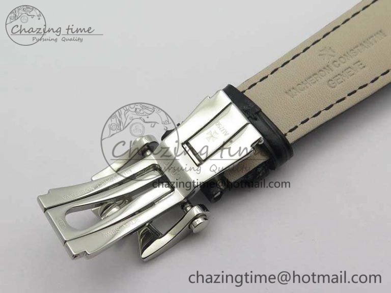 Patrimony Retrograde Date MoonPhase SS GS Best Edition Black Dial On Leather Strap A Flexible 9971