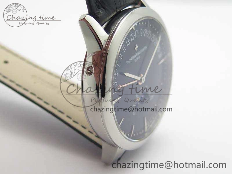 Patrimony Retrograde Date MoonPhase SS GS Best Edition Black Dial On Leather Strap A Flexible 9971