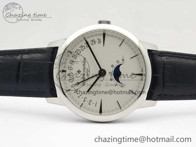 RelaxedFit Patrimony Retrograde Date MoonPhase SS GS Best Edition White Dial On Leather Strap A 9972
