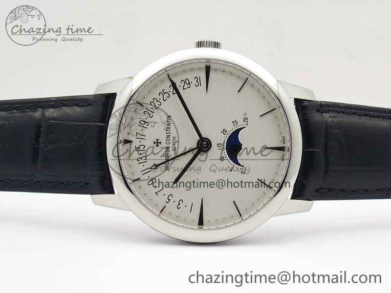 RelaxedFit Patrimony Retrograde Date MoonPhase SS GS Best Edition White Dial On Leather Strap A 9972