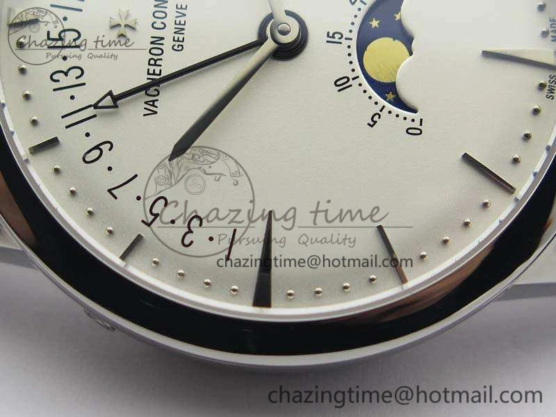 RelaxedFit Patrimony Retrograde Date MoonPhase SS GS Best Edition White Dial On Leather Strap A 9972