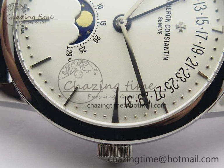 RelaxedFit Patrimony Retrograde Date MoonPhase SS GS Best Edition White Dial On Leather Strap A 9972