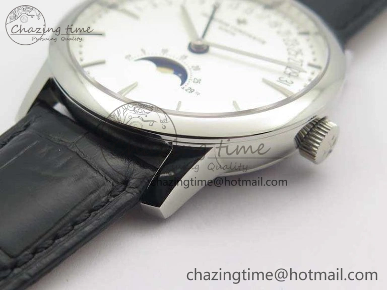 RelaxedFit Patrimony Retrograde Date MoonPhase SS GS Best Edition White Dial On Leather Strap A 9972