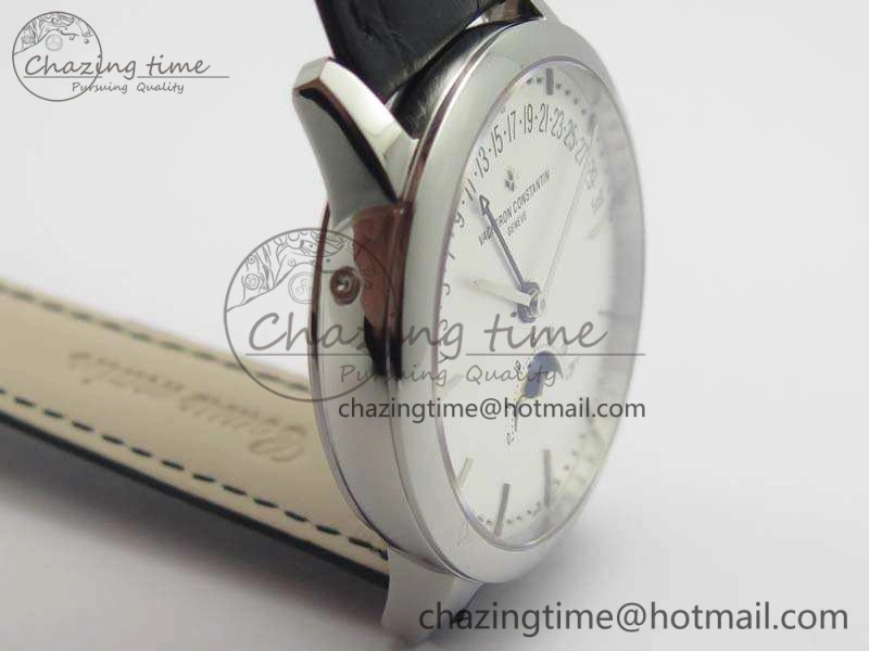 RelaxedFit Patrimony Retrograde Date MoonPhase SS GS Best Edition White Dial On Leather Strap A 9972