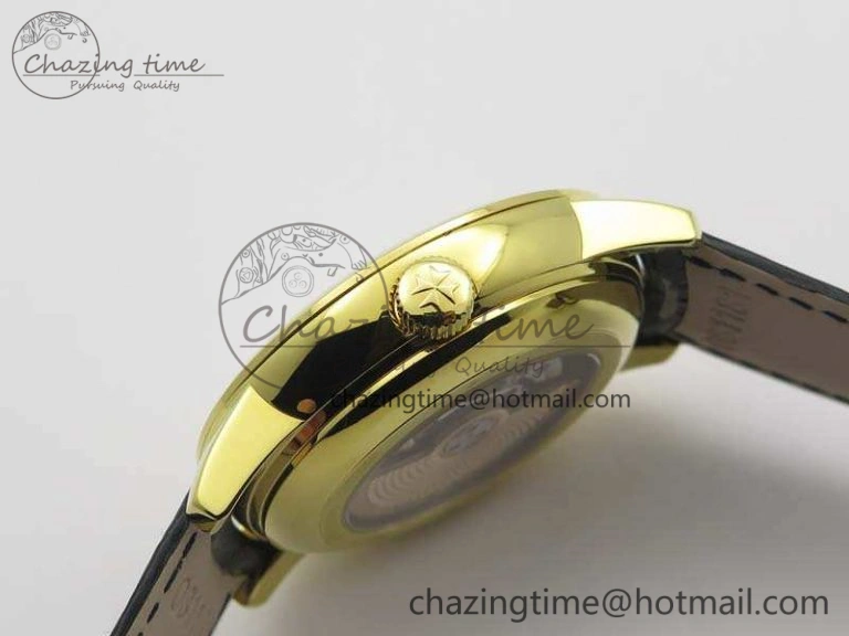 EasyCare Patrimony Retrograde Date MoonPhase YG GS Best Edition Black Dial On Leather Strap A 9973