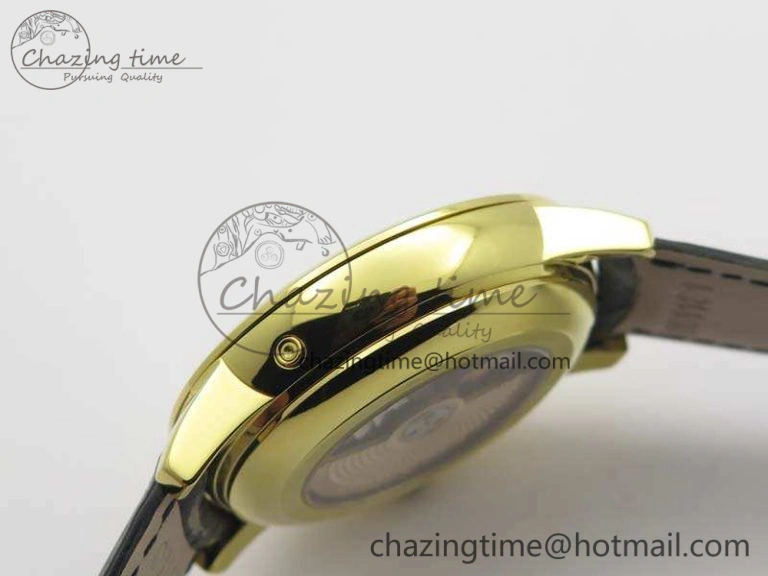 EasyCare Patrimony Retrograde Date MoonPhase YG GS Best Edition Black Dial On Leather Strap A 9973
