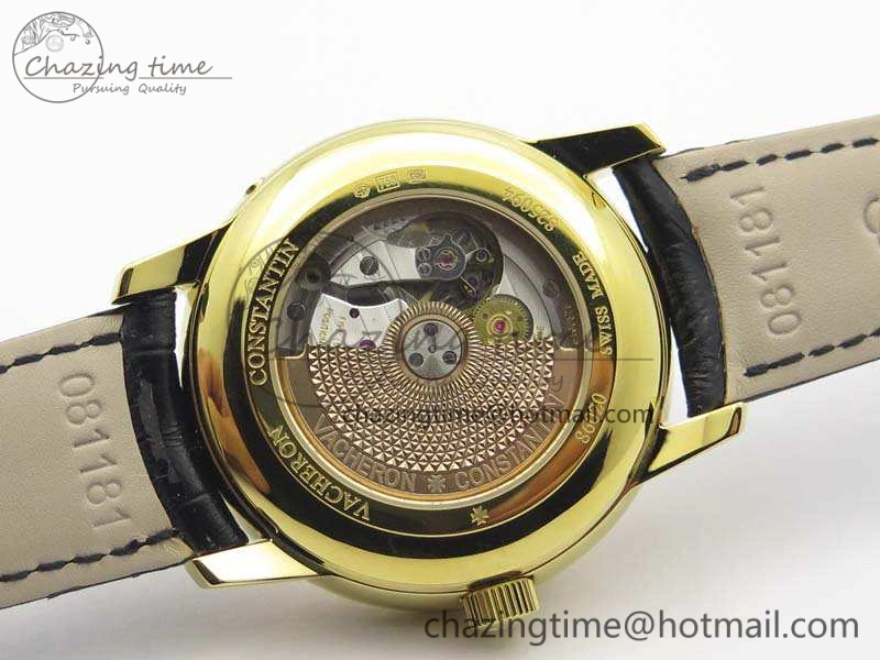 EasyCare Patrimony Retrograde Date MoonPhase YG GS Best Edition Black Dial On Leather Strap A 9973