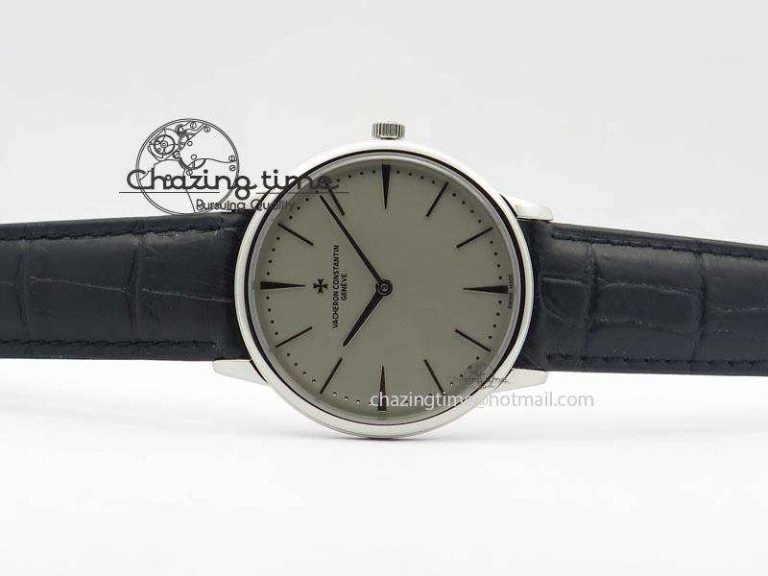 Patrimony SS Best Edition Gray Dial On Black Leather Strap Swiss Ref. Youthful 9995