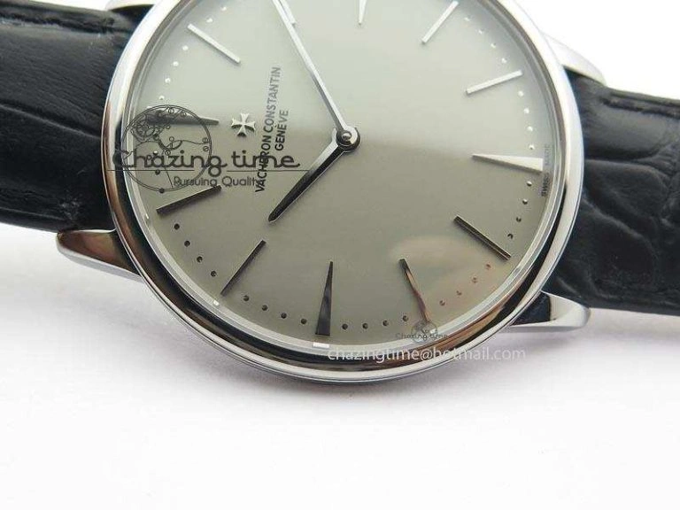 Patrimony SS Best Edition Gray Dial On Black Leather Strap Swiss Ref. Youthful 9995