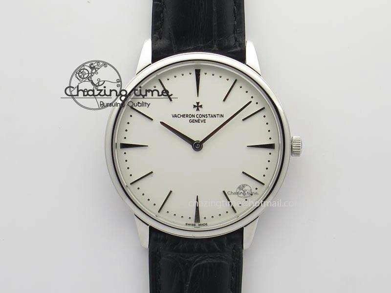 Patrimony SS Best Edition White Dial On Black Leather Strap Swiss Ref. Cozy 9993