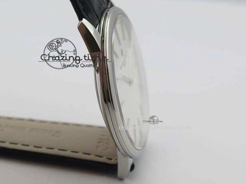 Patrimony SS Best Edition White Dial On Black Leather Strap Swiss Ref. Cozy 9993