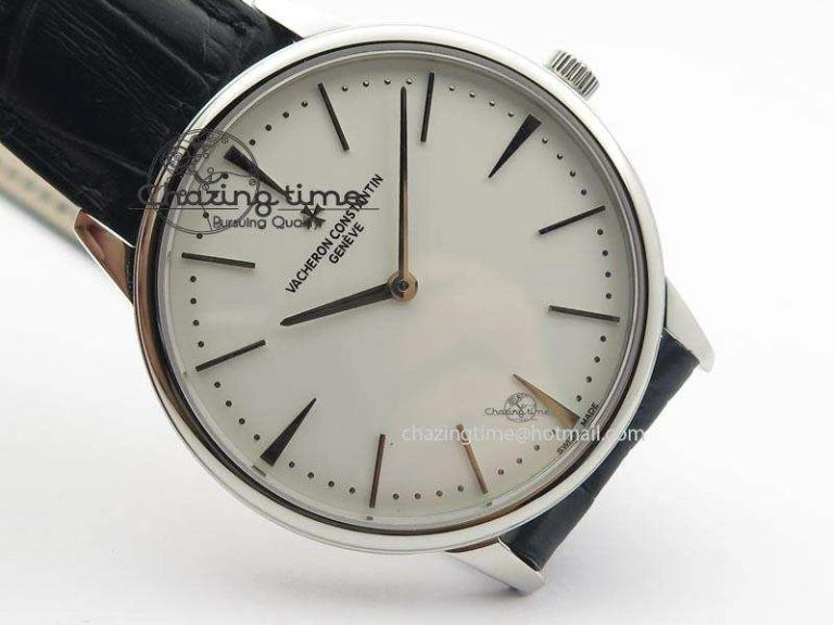 Patrimony SS Best Edition White Dial On Black Leather Strap Swiss Ref. Cozy 9993