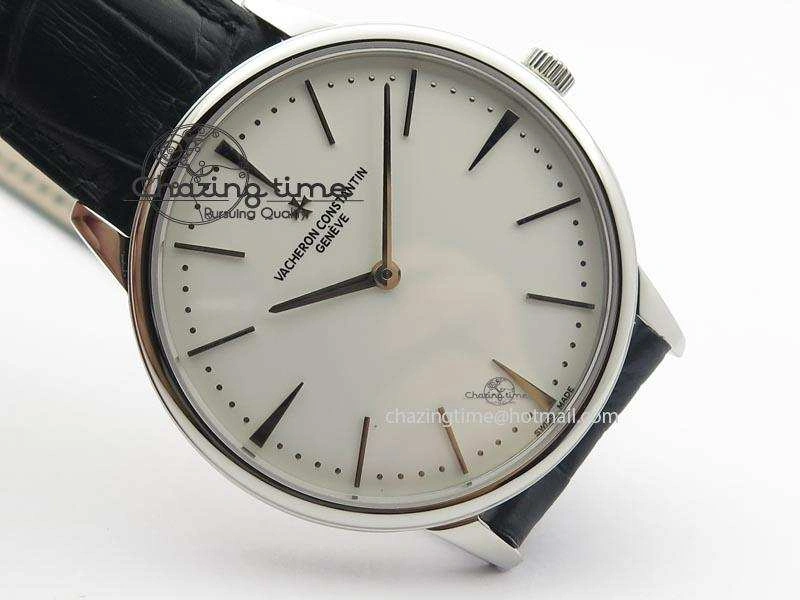 Patrimony SS Best Edition White Dial On Black Leather Strap Swiss Ref. Cozy 9993