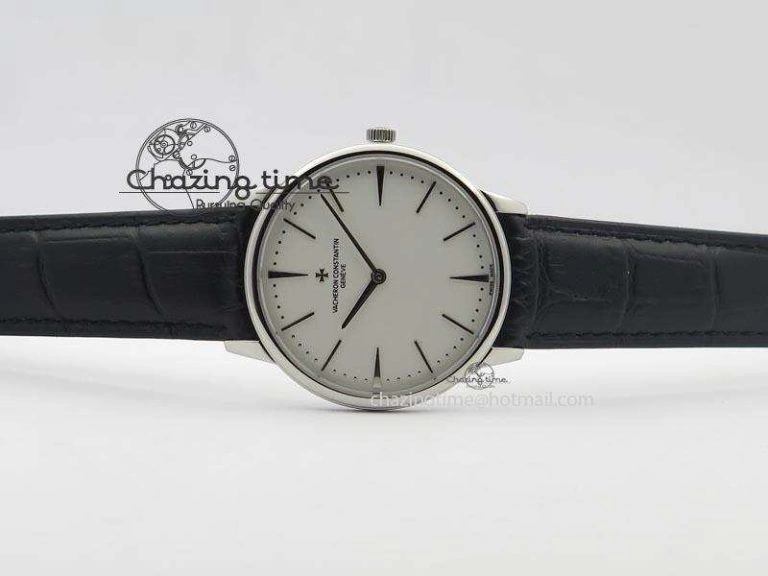 Patrimony SS Best Edition White Dial On Black Leather Strap Swiss Ref. Cozy 9993