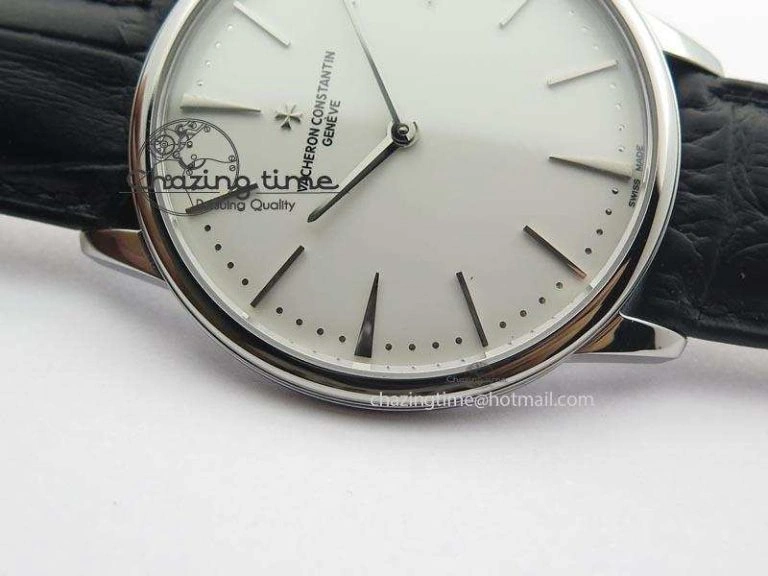 Patrimony SS Best Edition White Dial On Black Leather Strap Swiss Ref. Cozy 9993