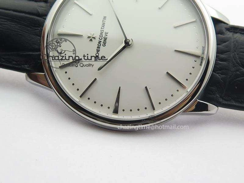 Patrimony SS Best Edition White Dial On Black Leather Strap Swiss Ref. Cozy 9993