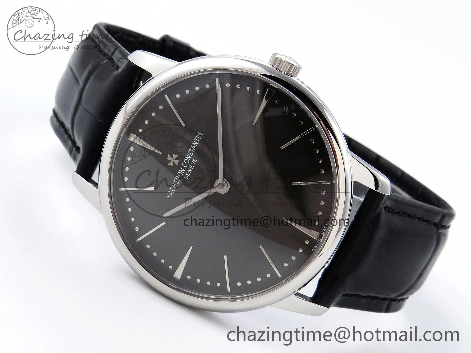 Patrimony SS KZF Best Edition Gray Dial on Black Leather Strap MIYOTA DailyWear 9851