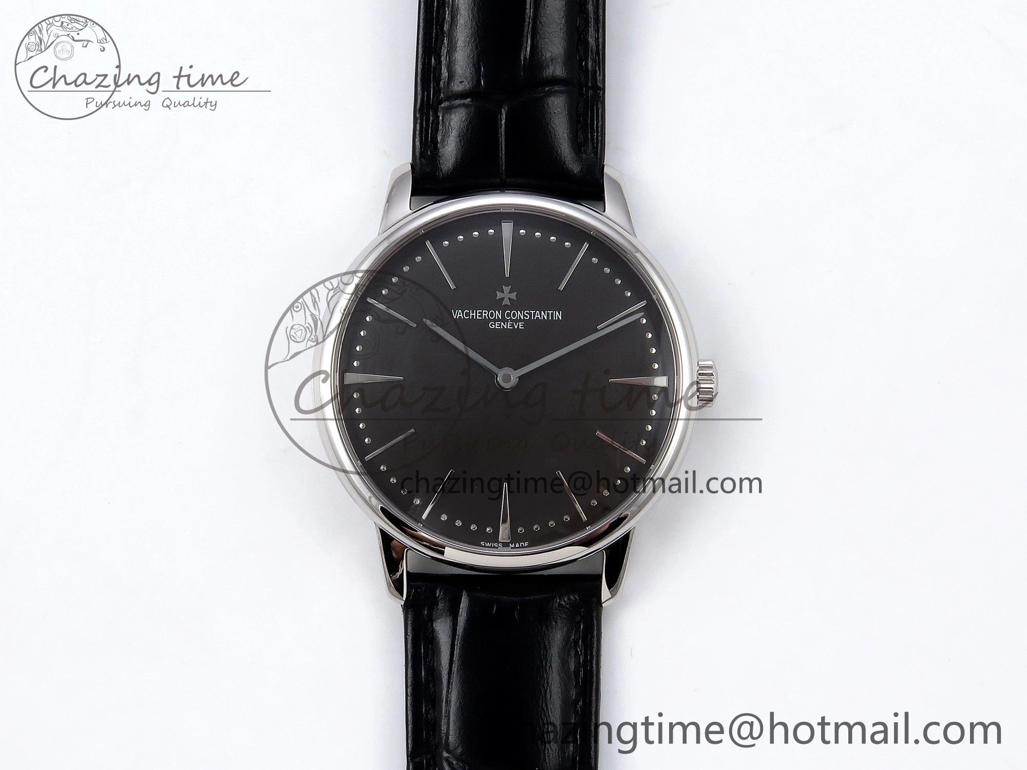 Patrimony SS KZF Best Edition Gray Dial on Black Leather Strap MIYOTA DailyWear 9851