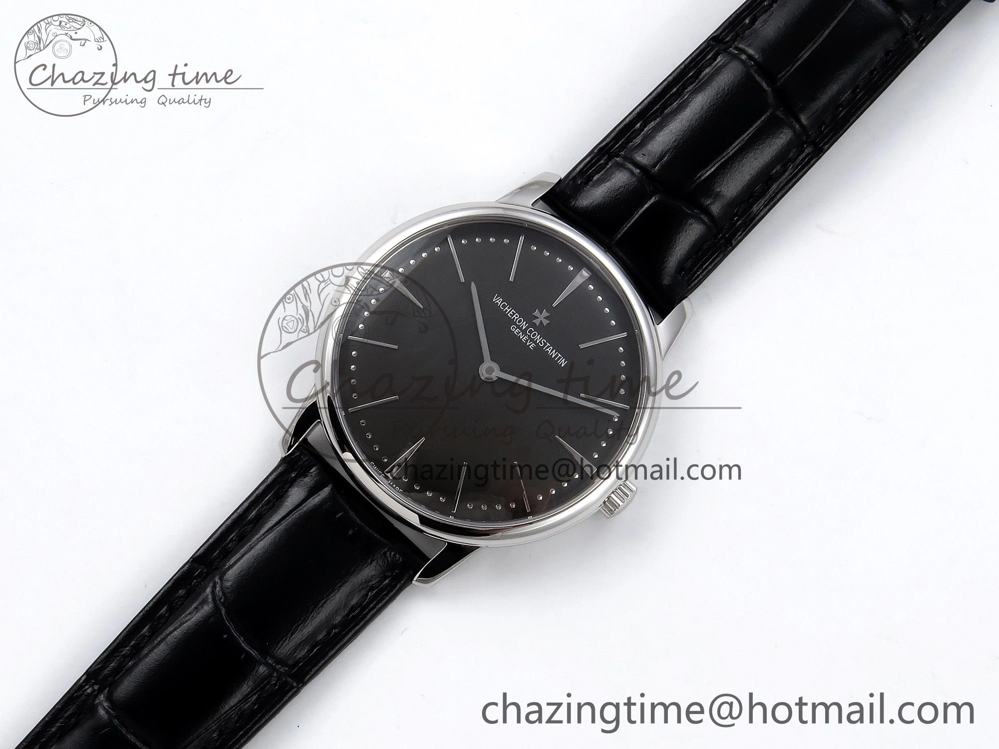 Patrimony SS KZF Best Edition Gray Dial on Black Leather Strap MIYOTA DailyWear 9851