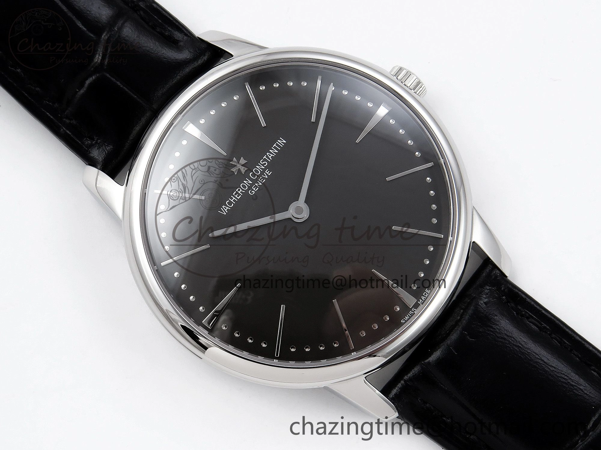 Patrimony SS KZF Best Edition Gray Dial on Black Leather Strap MIYOTA DailyWear 9851