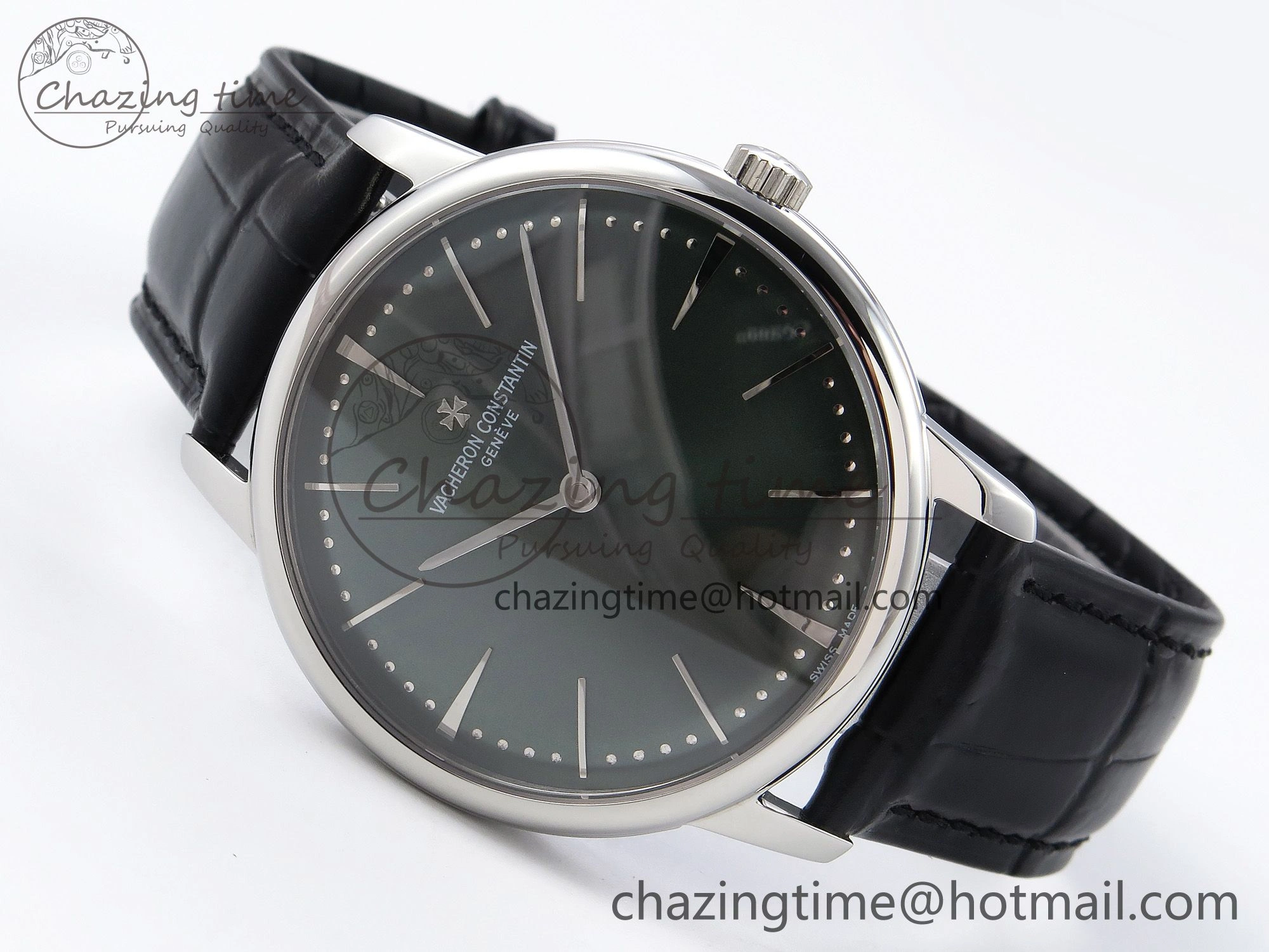 ComfortFit Patrimony SS KZF Best Edition Green Dial on Black Leather Strap MIYOTA 9853