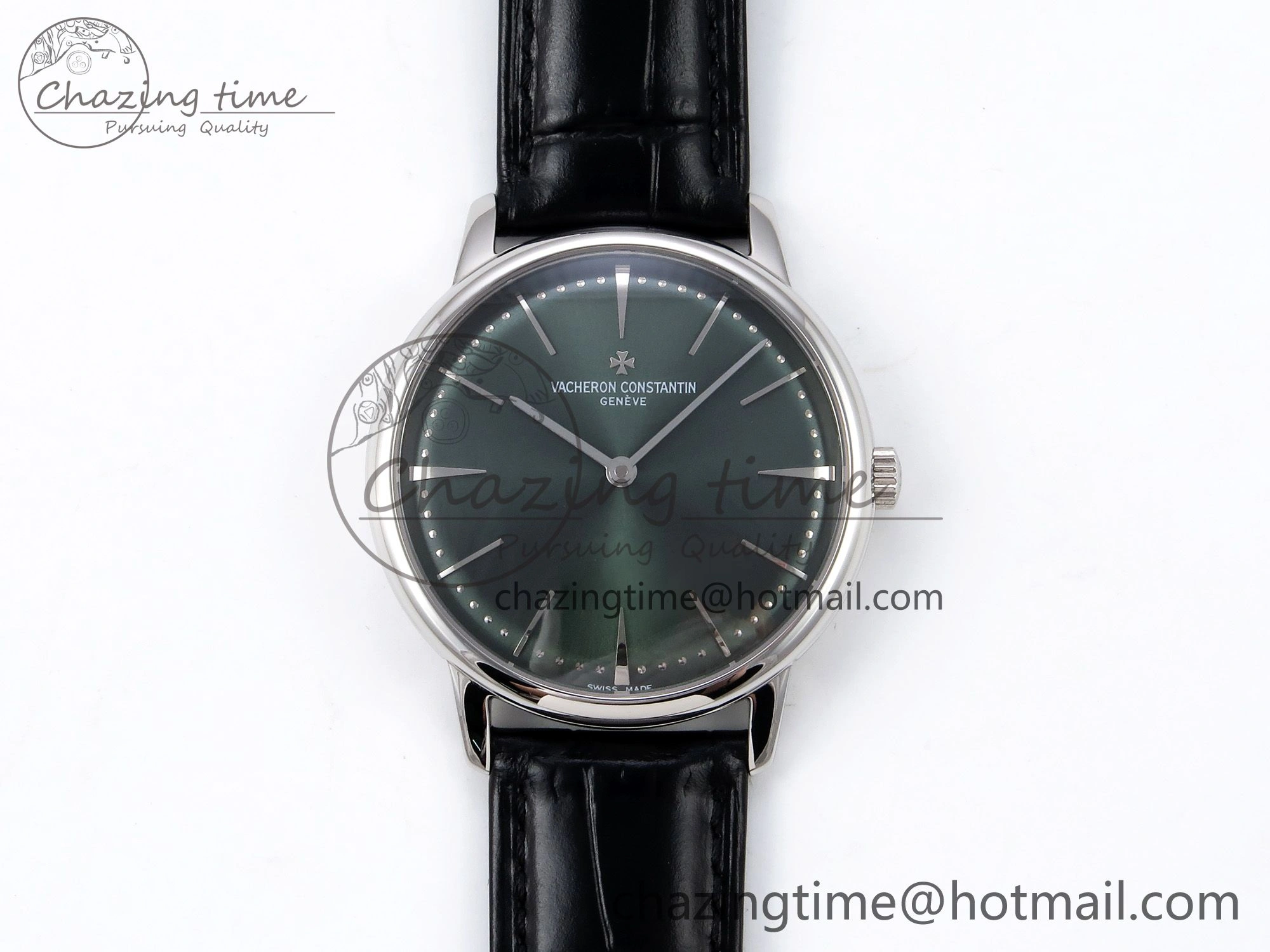 ComfortFit Patrimony SS KZF Best Edition Green Dial on Black Leather Strap MIYOTA 9853