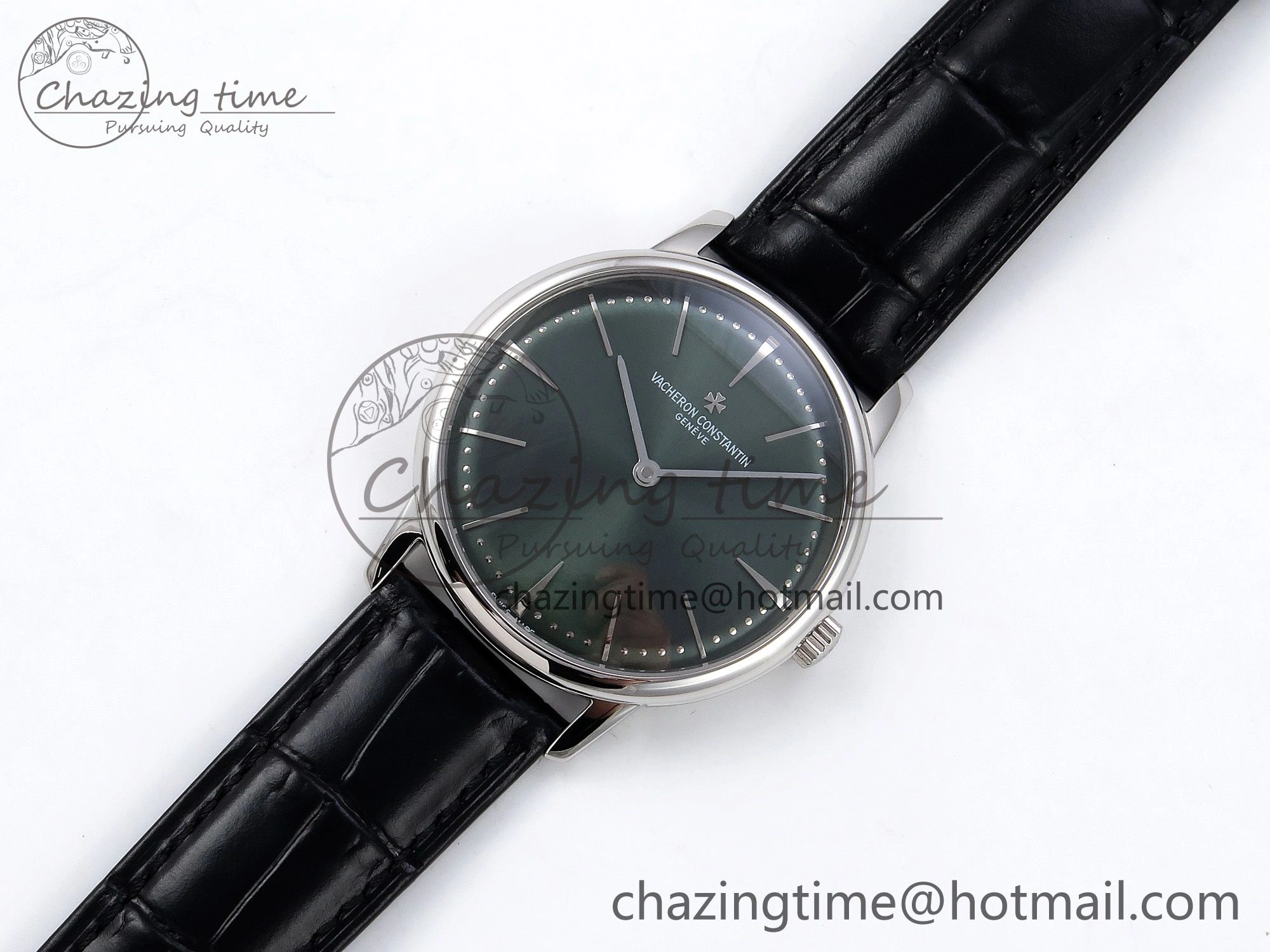 ComfortFit Patrimony SS KZF Best Edition Green Dial on Black Leather Strap MIYOTA 9853