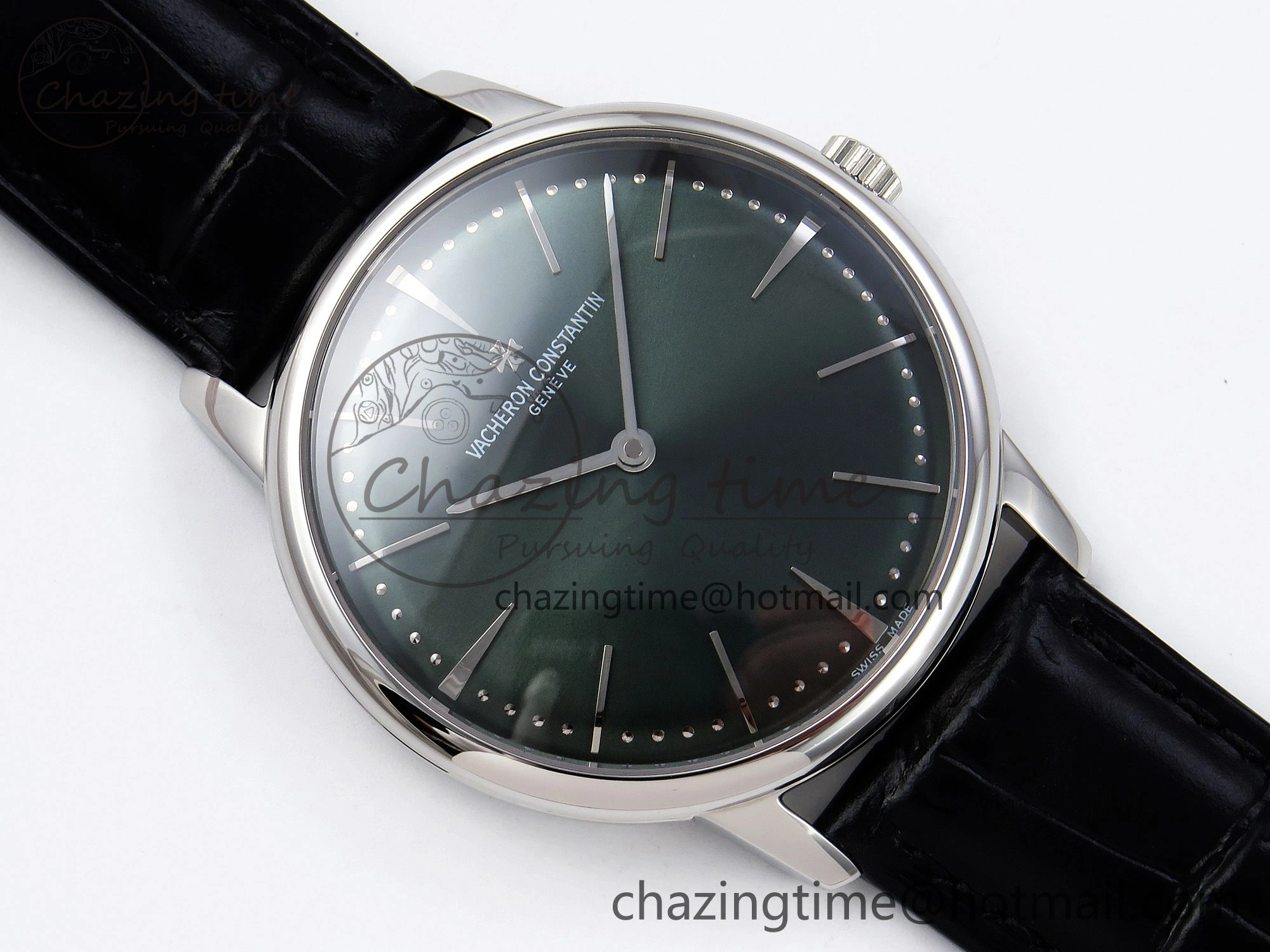 ComfortFit Patrimony SS KZF Best Edition Green Dial on Black Leather Strap MIYOTA 9853