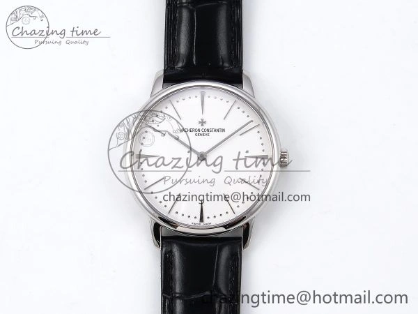 Sophisticated Patrimony SS KZF Best Edition White Dial on Black Leather Strap MIYOTA 9848