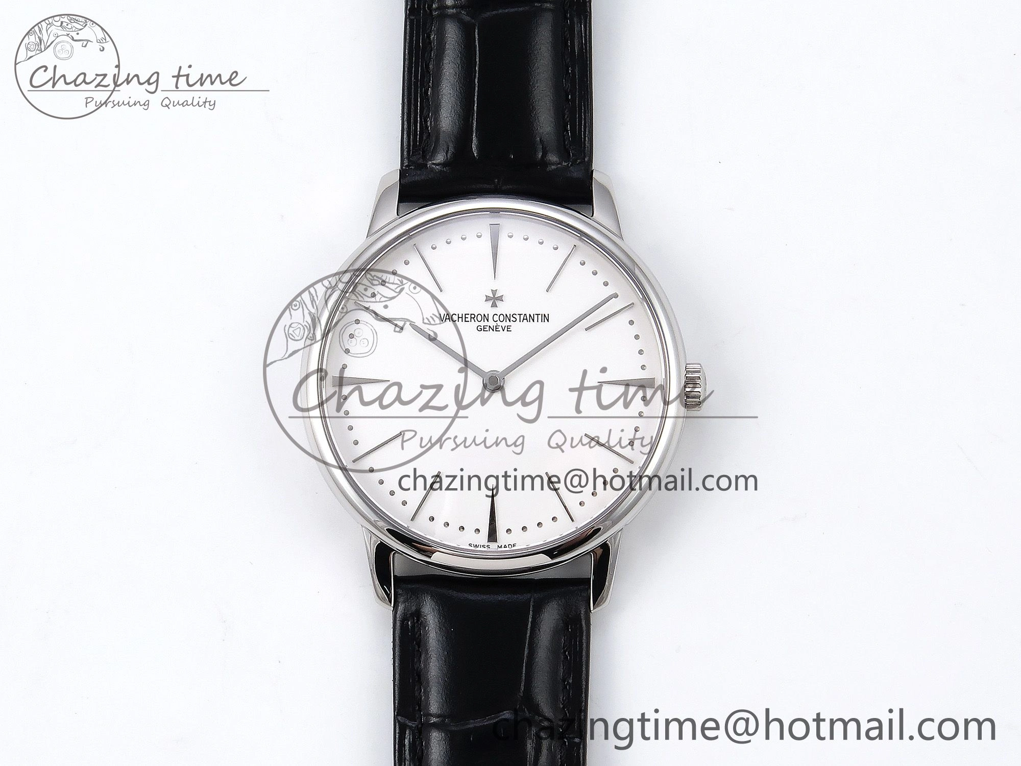 Sophisticated Patrimony SS KZF Best Edition White Dial on Black Leather Strap MIYOTA 9848
