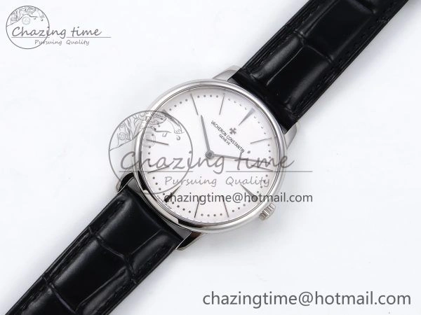 Sophisticated Patrimony SS KZF Best Edition White Dial on Black Leather Strap MIYOTA 9848