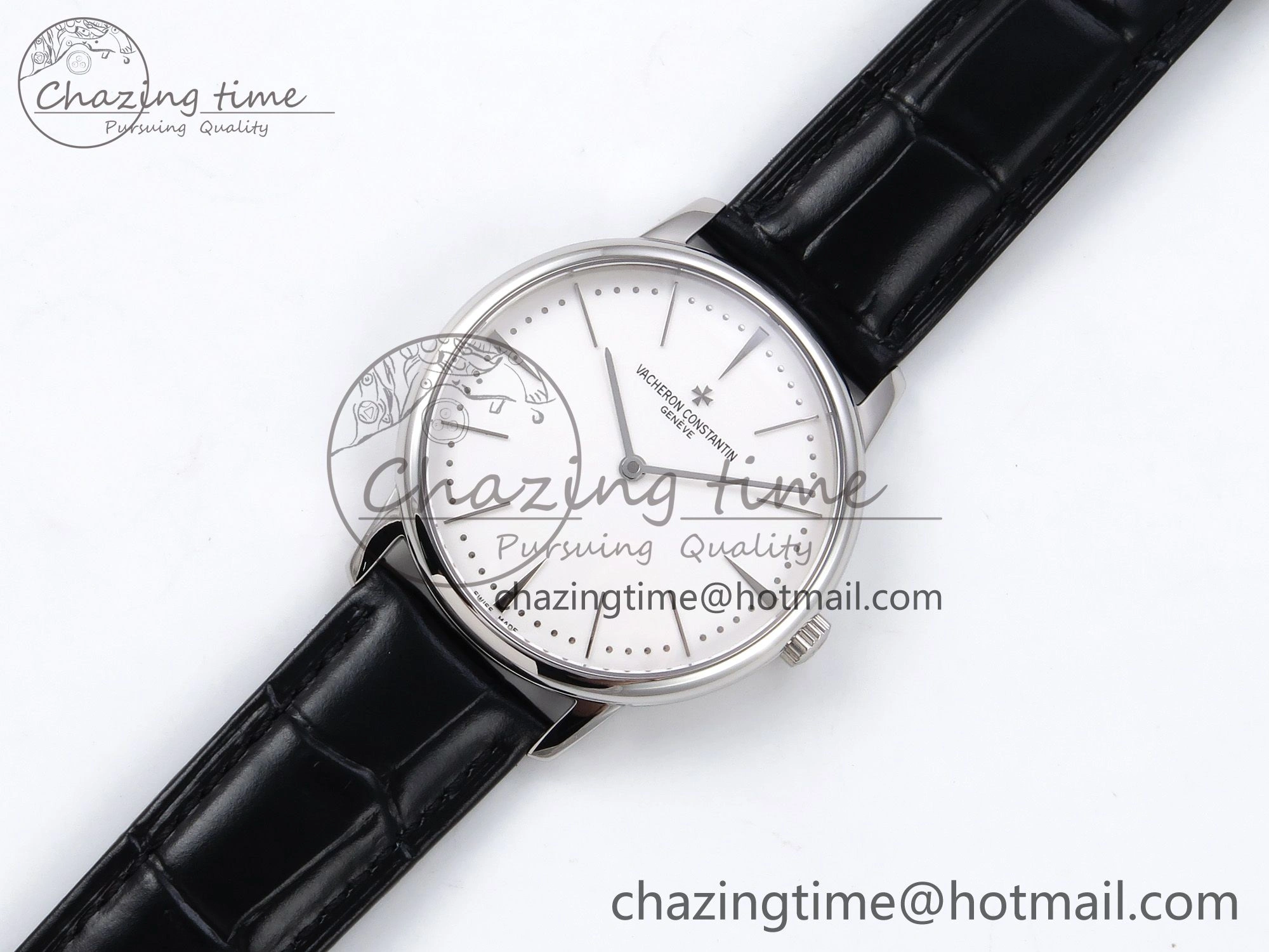 Sophisticated Patrimony SS KZF Best Edition White Dial on Black Leather Strap MIYOTA 9848