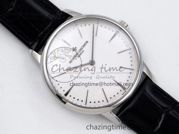 Sophisticated Patrimony SS KZF Best Edition White Dial on Black Leather Strap MIYOTA 9848