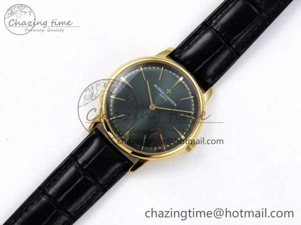 Efficient Patrimony YG KZF Best Edition Green Dial on Black Leather Strap MIYOTA 9849