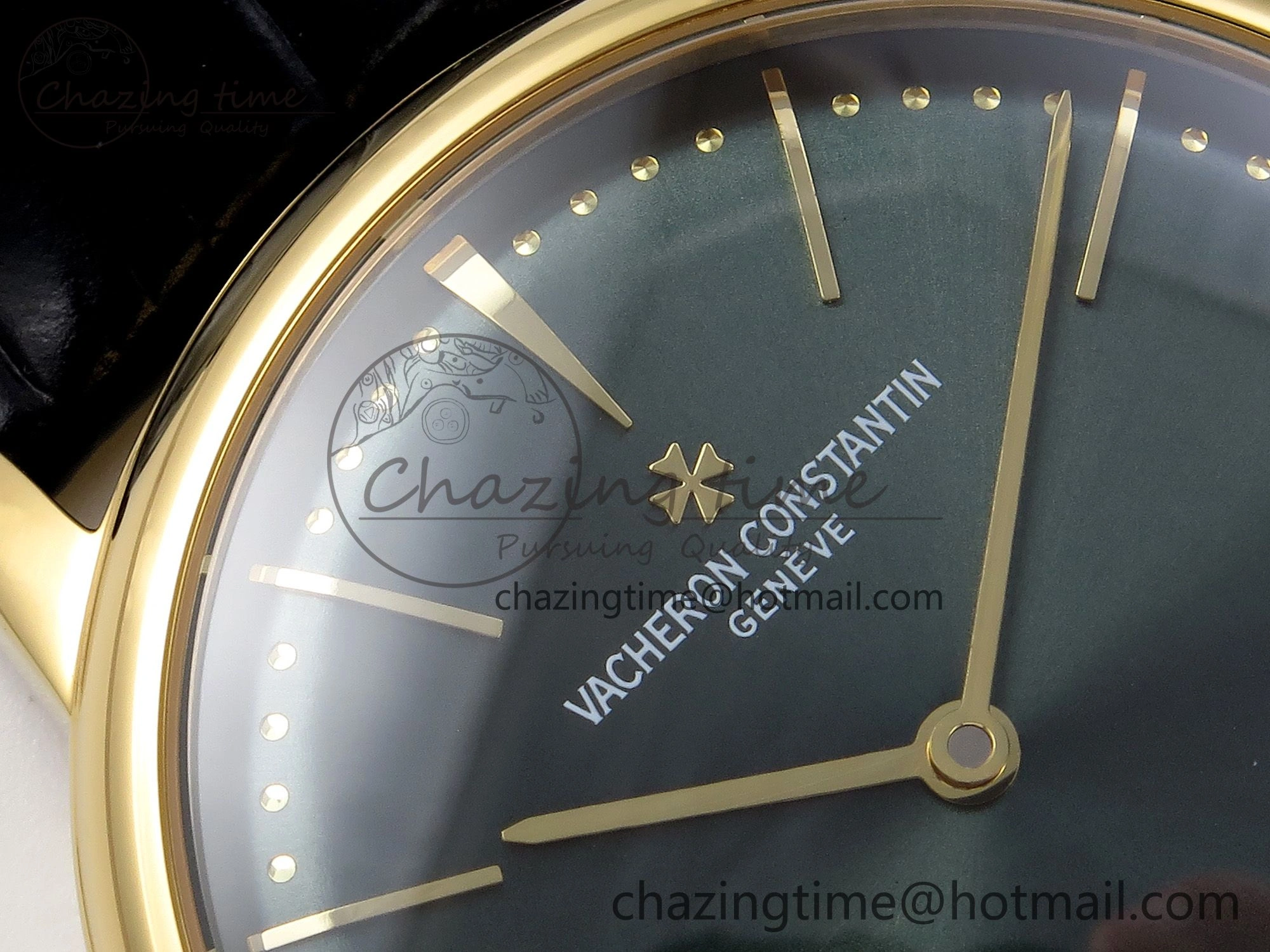 Efficient Patrimony YG KZF Best Edition Green Dial on Black Leather Strap MIYOTA 9849