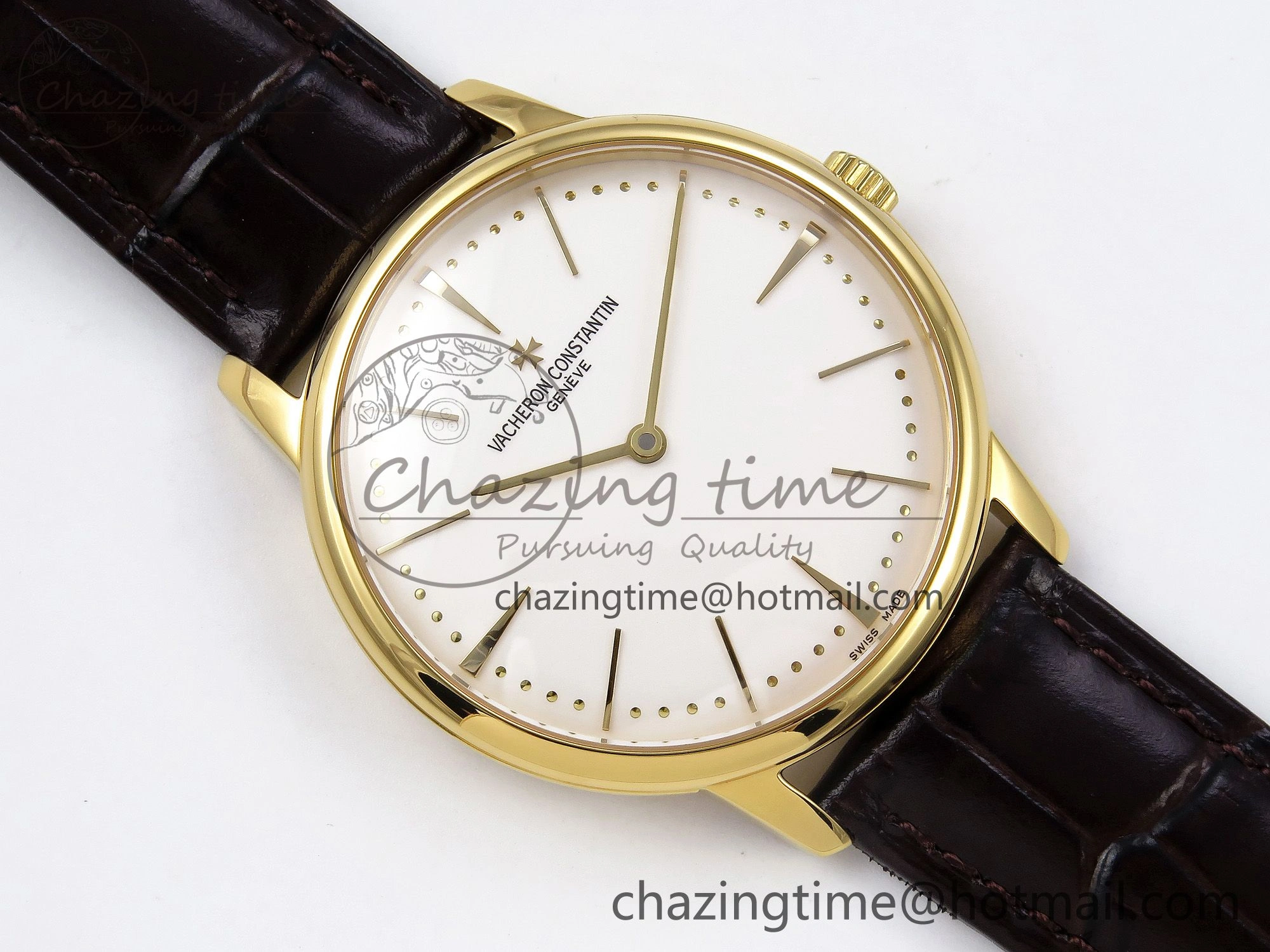 FreshLook Patrimony YG KZF Best Edition White Dial on Brown Leather Strap MIYOTA 9852