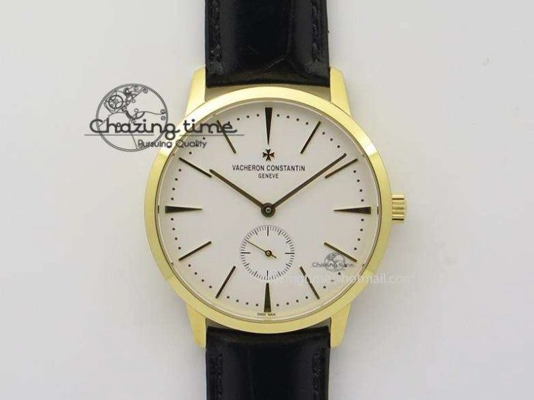 Patrimony YG MK Maker Best Edition White Dial On Black Leather Strap Sec@ Comfortable 10006