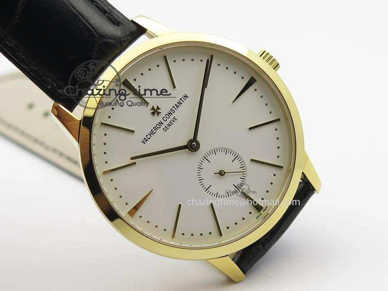 Patrimony YG MK Maker Best Edition White Dial On Black Leather Strap Sec@ Comfortable 10006
